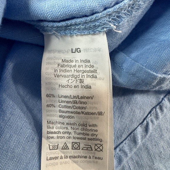 J. Crew Factory Linen shirt perfect fit AL 522 Blue Size Large - Picture 10 of 16